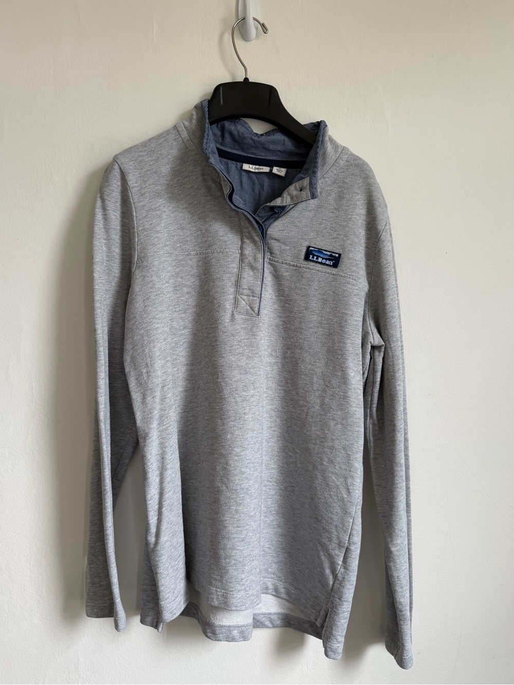 MEDIUM L.L. Bean Heritage Soft-Cotton Rugby Henley Pullover WOMENS LADIES grey